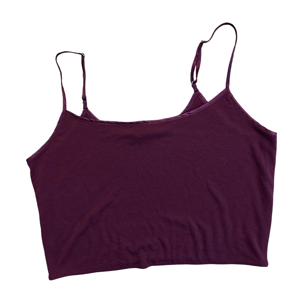 Victoria's Secret Plum Ribbed Cropped Spaghetti Strap Modal Tank Top Size Medium